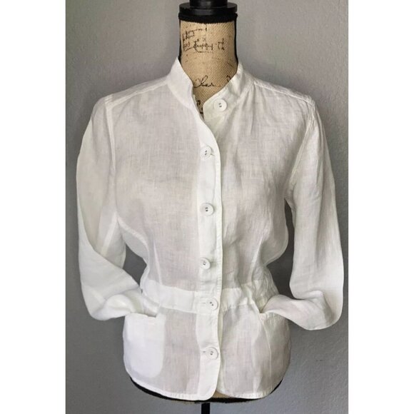 Eileen Fisher Womens Long Sleeve Front Button Jacket White Size Small - Picture 1 of 13